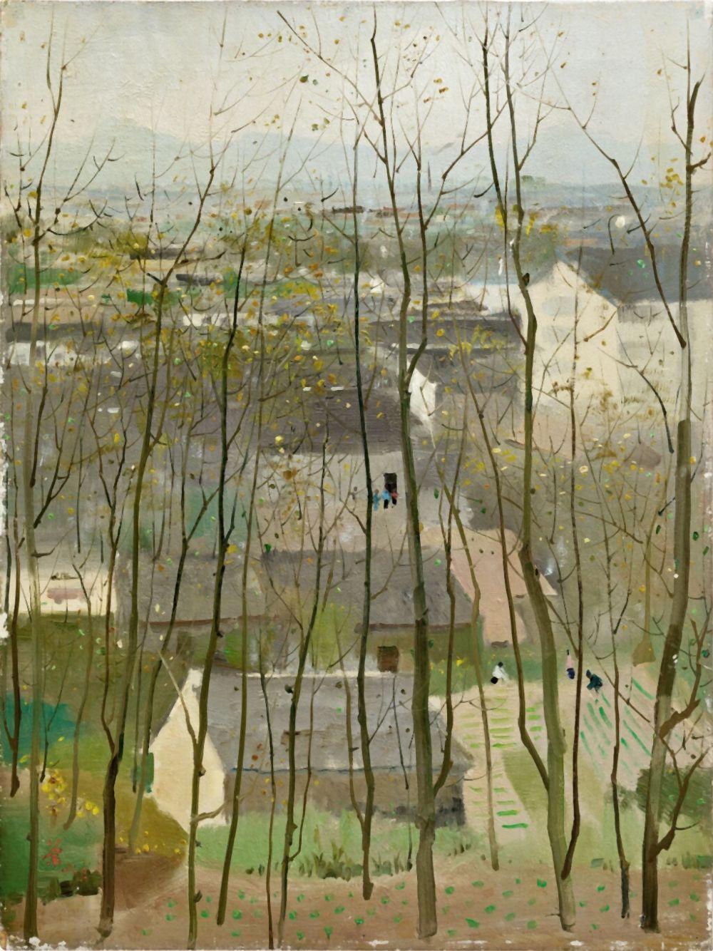 Wu Guanzhong 吳冠中 | Cooking Smokes from Houses 萬戶炊煙 comparable sale