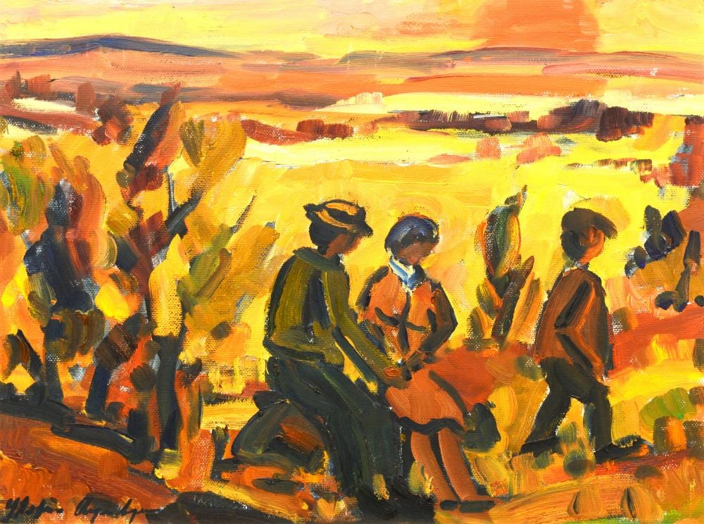 Stefan Ampenberger comparable auction result: stefan ampenberger sa 1908 1983 oil landscape with figures signed 45 x 60