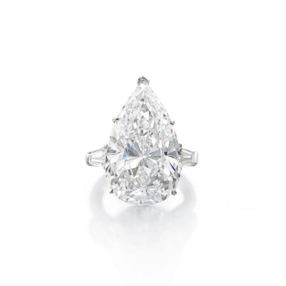 Diamond Ring | 海瑞溫斯頓 | 15.26克拉 梨形 D色 鑽石 戒指 comparable sale