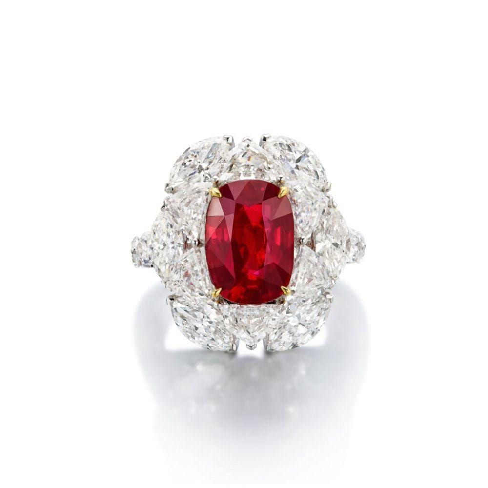 Ruby and Diamond Ring | 5.07克拉 天然 「緬甸鴿血紅」未經加熱 紅寶石 配 鑽石 戒指 comparable sale