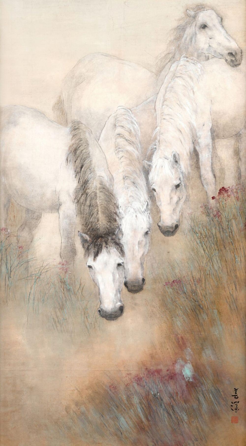 楊善深 飲馬 | Yang Shanshen, Drinking Horses comparable sale