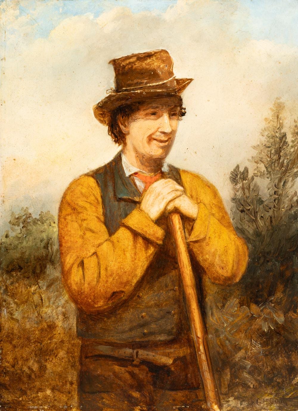 Charles Henry Cook comparable auction result: charles henry cook 1830 1906 an irish farmer oil on card 30 x 22cm signed