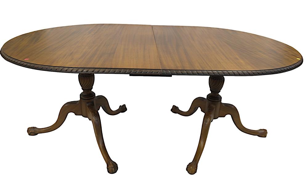 ANTIQUE 1903 PAINE CLAW FOOT DUAL PEDESTAL DINING ROOM TABLE sold by Charleston Estate Services Auctions & Appraisals, lot 62 — auction record photograph