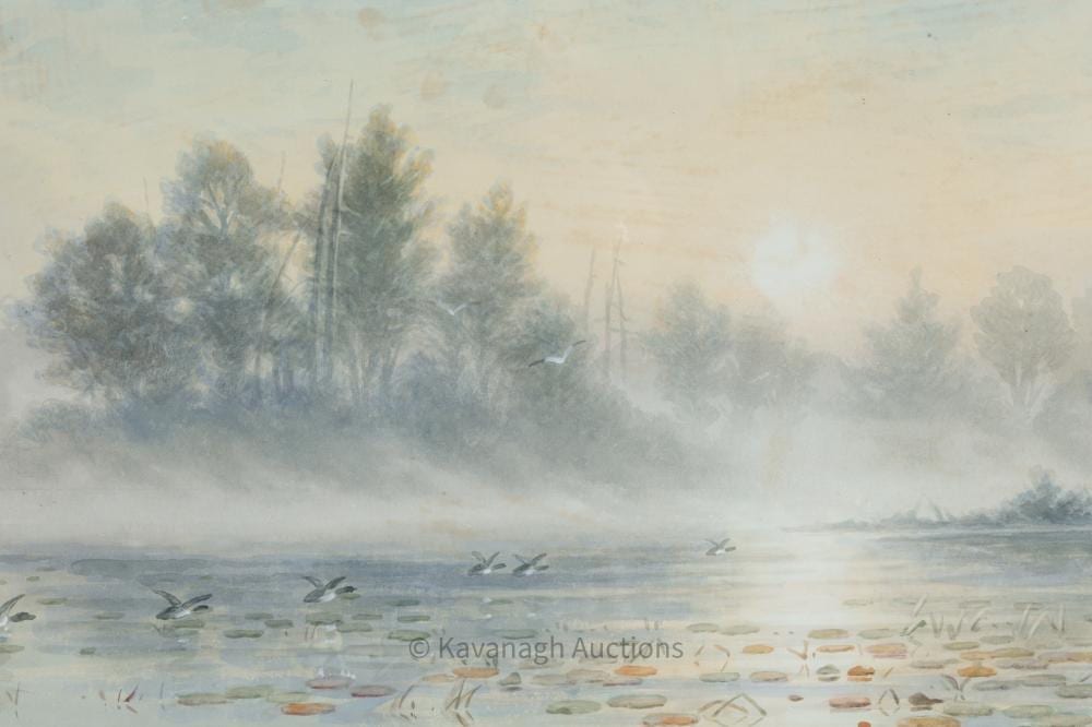 Frederick Arthur Verner comparable auction result: frederick arthur verner watercolour lake landscape