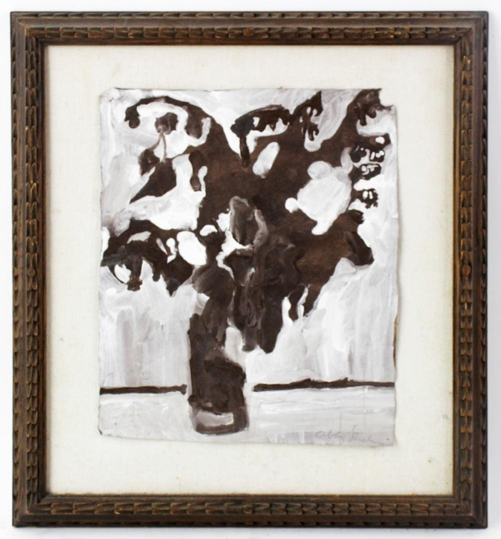 Abby Shahn comparable auction result: abby shahn abstract still life oil on paper