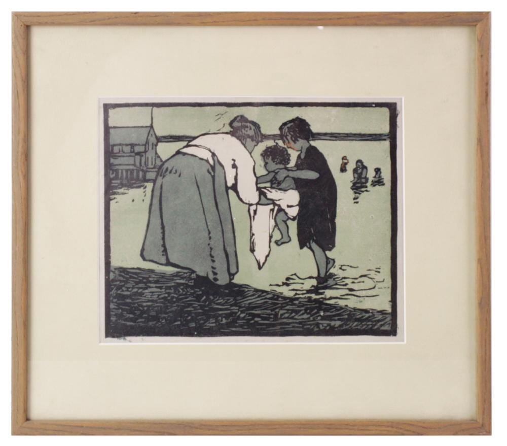 Eliza Draper Gardiner comparable auction result: eliza draper gardiner beach scene woodcut