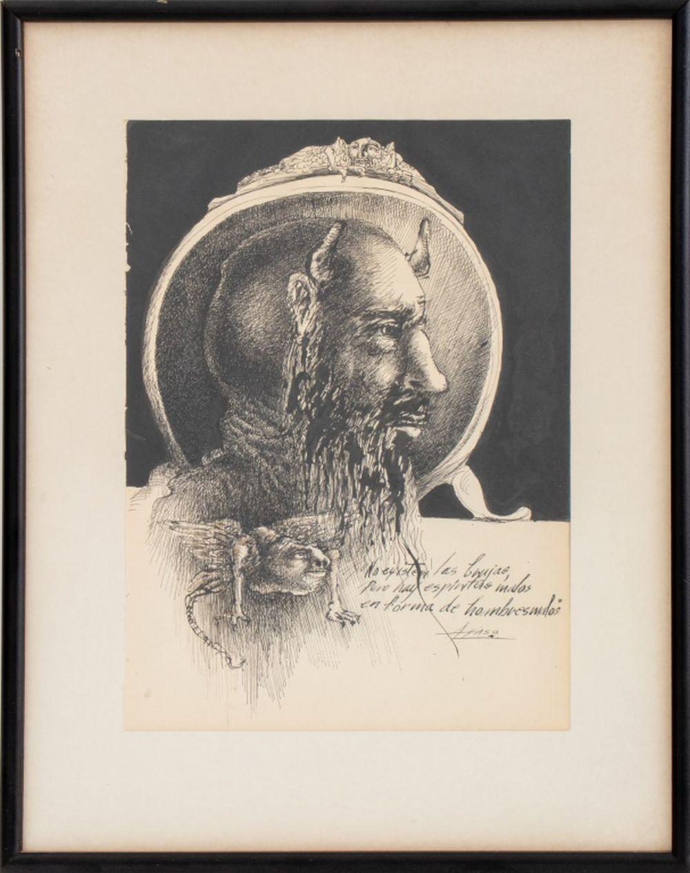 Manuel Ayaso comparable auction result: manuel ayaso espiritus malos pen and ink