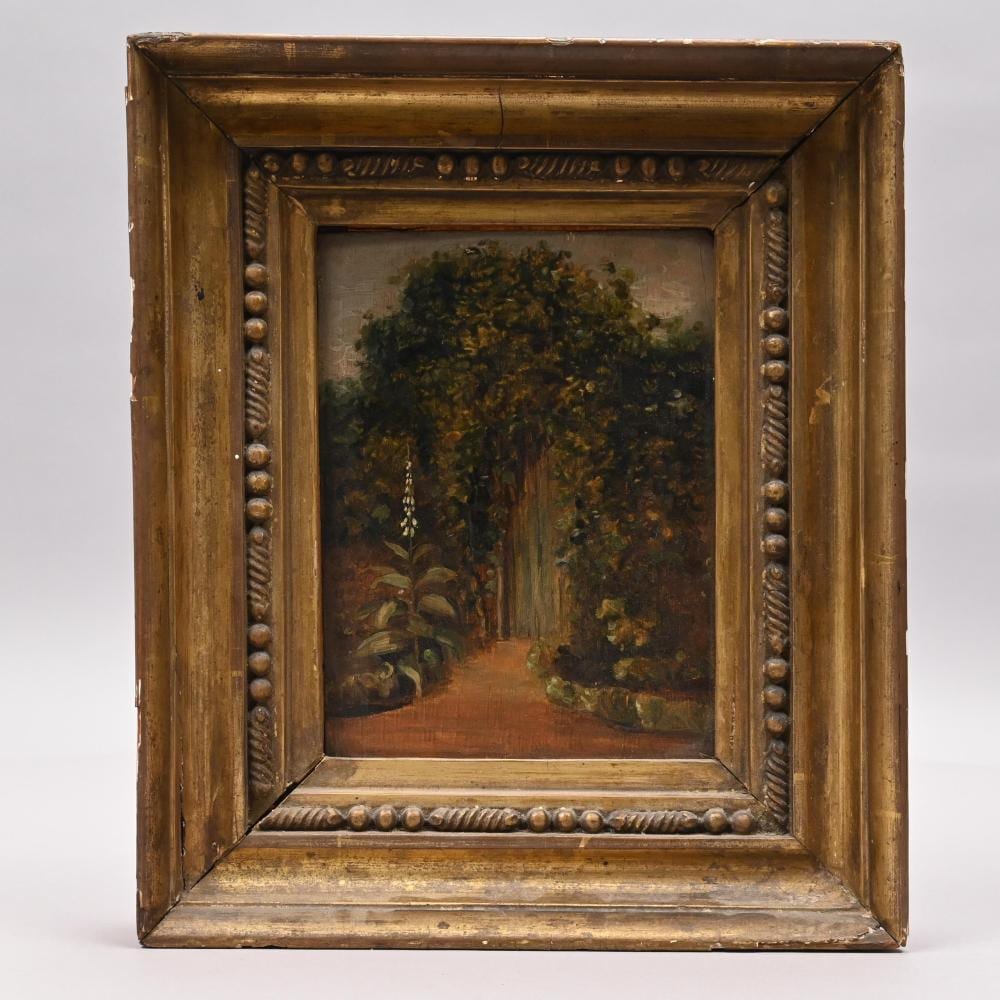 Thomas Churchyard comparable auction result: thomas churchyard hollyhock by the garden gate