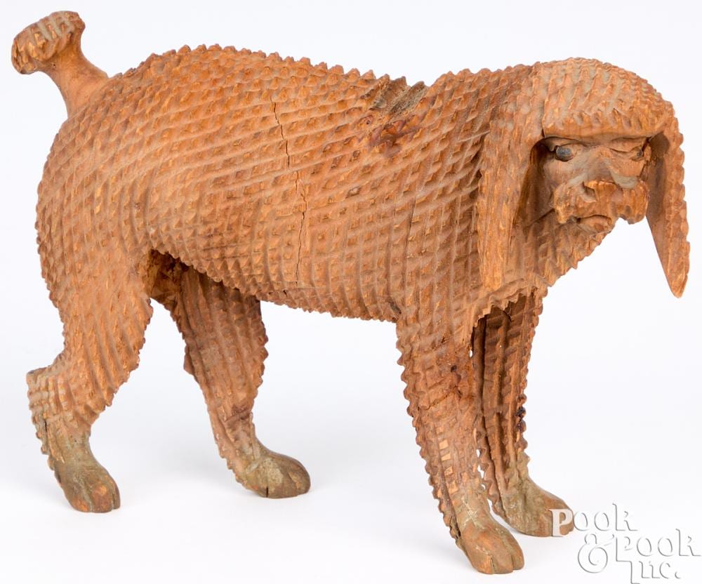 aaron mountz carved wooden poodle · Pook & Pook Inc. · 2024-04-18 Aaron Mountz comparable auction result: aaron mountz carved wooden poodle