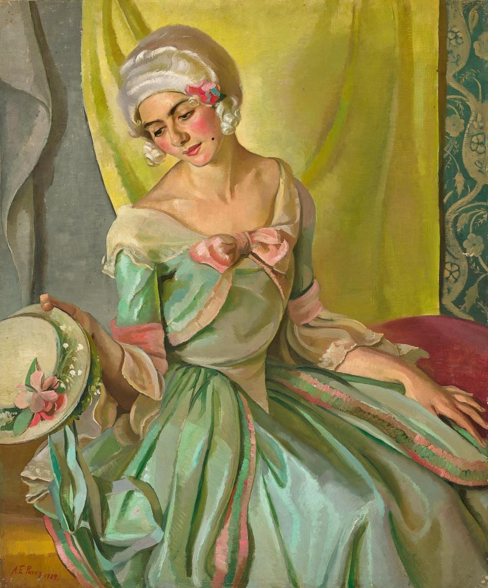 Adelaide Perry comparable auction result: adelaide perry green and silvery 1929