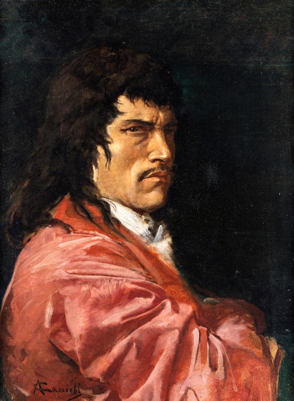 Amos Cassioli comparable auction result: amos cassioli asciano 1832 florence 1891 gentleman in seventeenth century clothes oil on canvas 56x42 cm in frame 65 5x52 signed lower left a cassioli