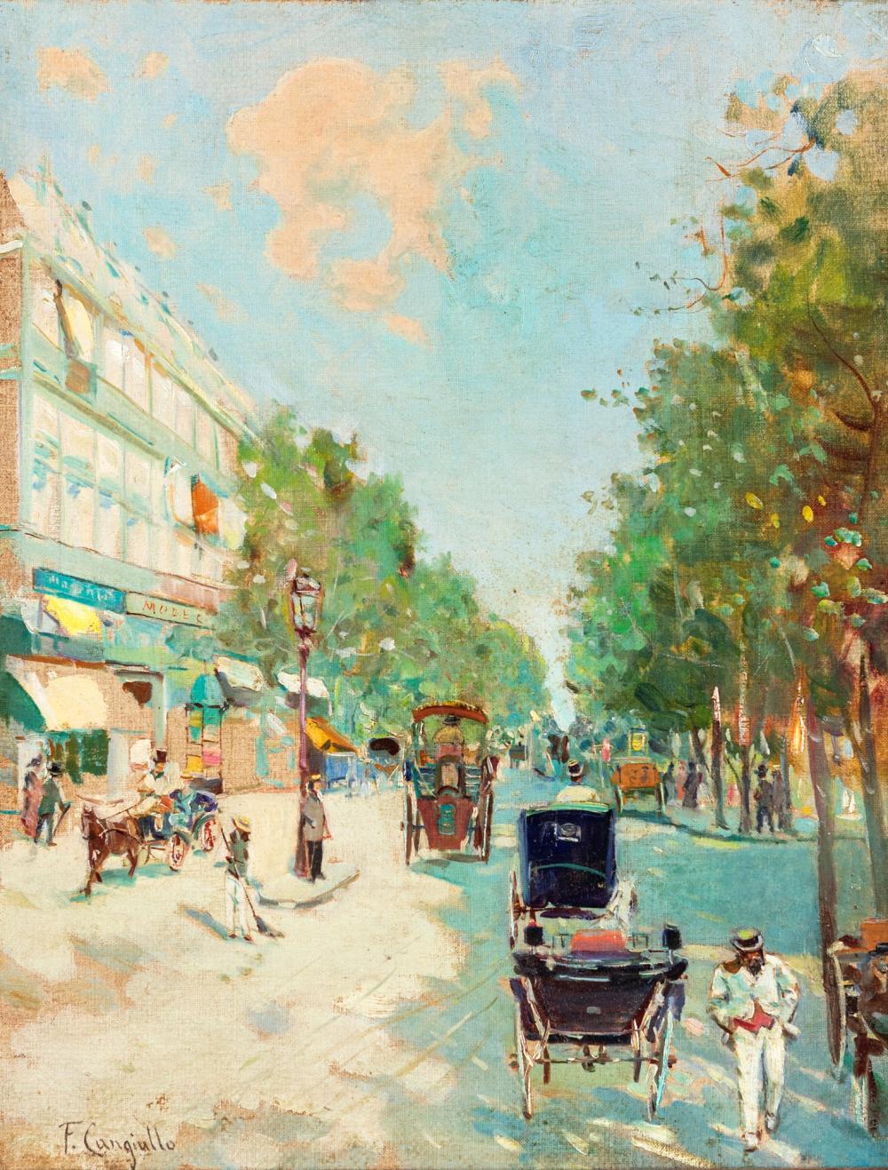 Francesco Cangiullo comparable auction result: francesco cangiullo naples 1884 livorno 1977 avenue in paris oil on canvas 45x35 cm in frame 58x48 5 cm signed bottom left f cangiullo