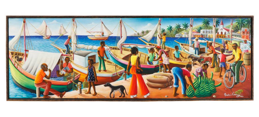 Andre Normil comparable auction result: andre normil haitian port au prince 1934 2014 waterfront scene