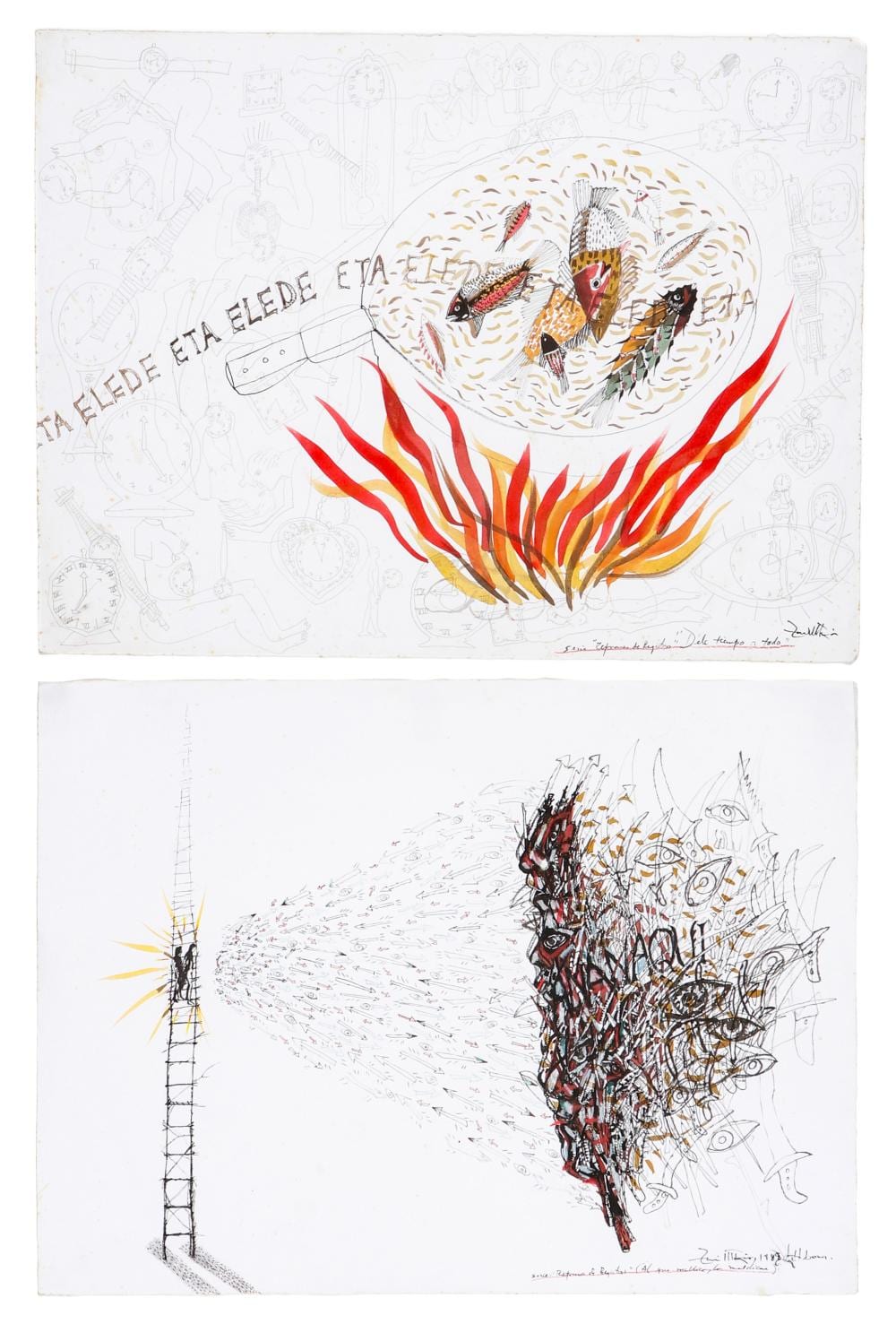 Zaida Del Rio comparable auction result: zaida del rio cuban b 1953 2 mixed media paintings