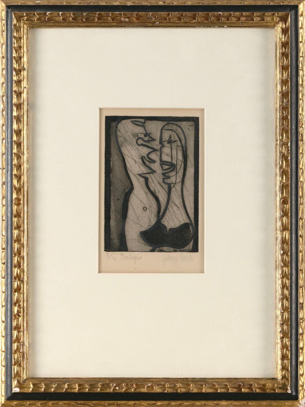 Jeremy GENTILLI comparable auction result: jeremy gentilli united kingdom france 1926 dialogue black and white etching on paper 5 5 x 3 5 to the plate line framed 16 x 12