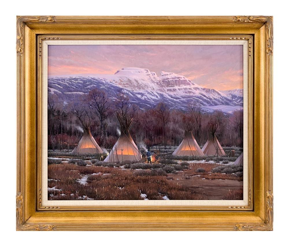 Dustin Lyon comparable auction result: dustin lyon evening campfire oil on board