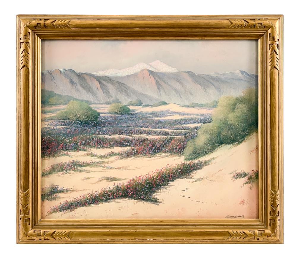 Harry Linder comparable auction result: harry linder desert in bloom pastel on paper