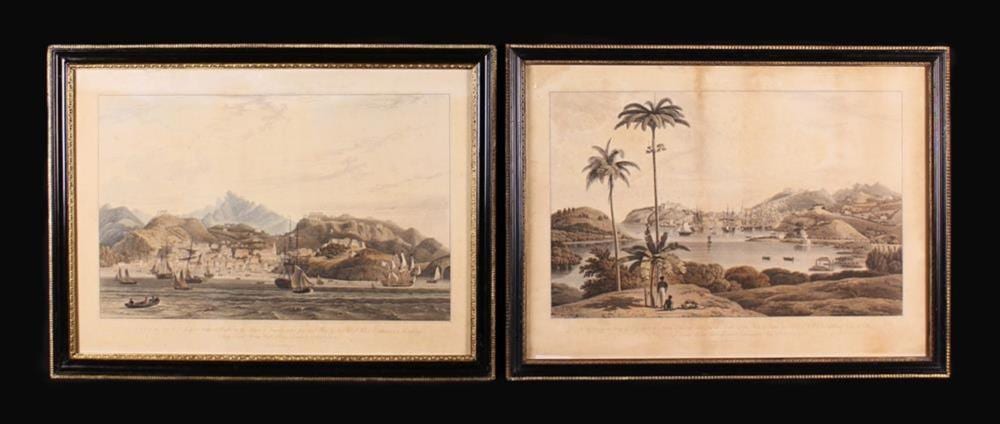 William Daniell comparable auction result: william daniell 1769 1837 a pair of hand coloured aquatints depicting a view of the town of st ge