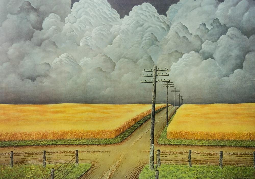 John Rogers Cox comparable auction result: john rogers cox gray and gold lithograph