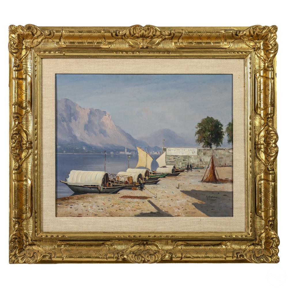 Giovanni Colmo comparable auction result: giovanni colmo 1867 1947 fishing boat oil painting