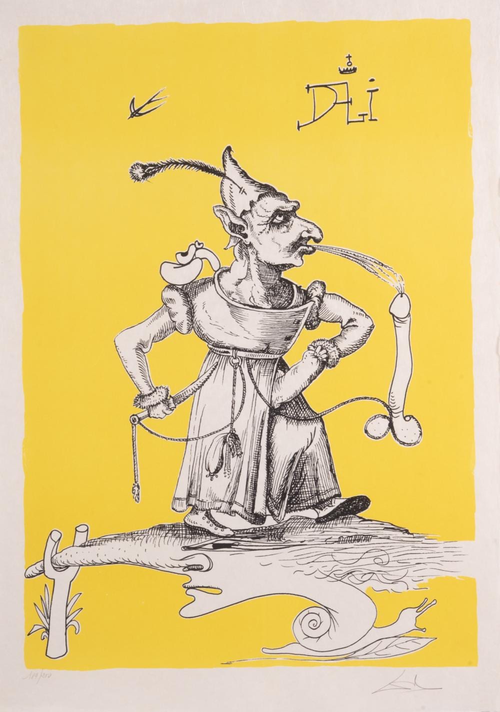 Salvador Dali, Spanish (1904-1989), Les Songes Drolatiques de Pantagruel, 1973, color lithograph, ed. 187/250 sold by Link Auction Galleries, lot 254 — auction record photograph