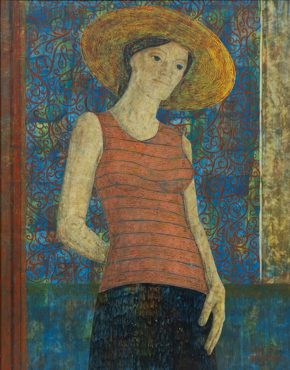 Antoon Catrie comparable auction result: antoon catrie 1924 1977 tempera on panel young lady with hat signed