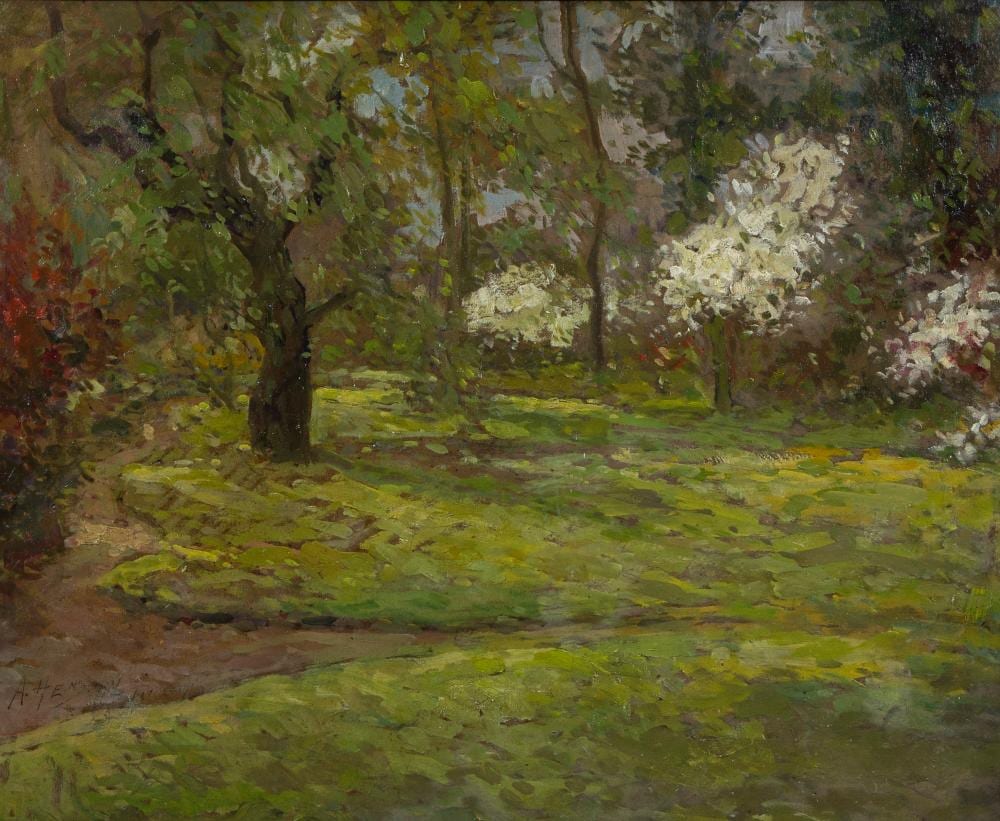 Armand Jean Heins comparable auction result: armand heins 1856 1938 oil on panel printemps 1931 signed