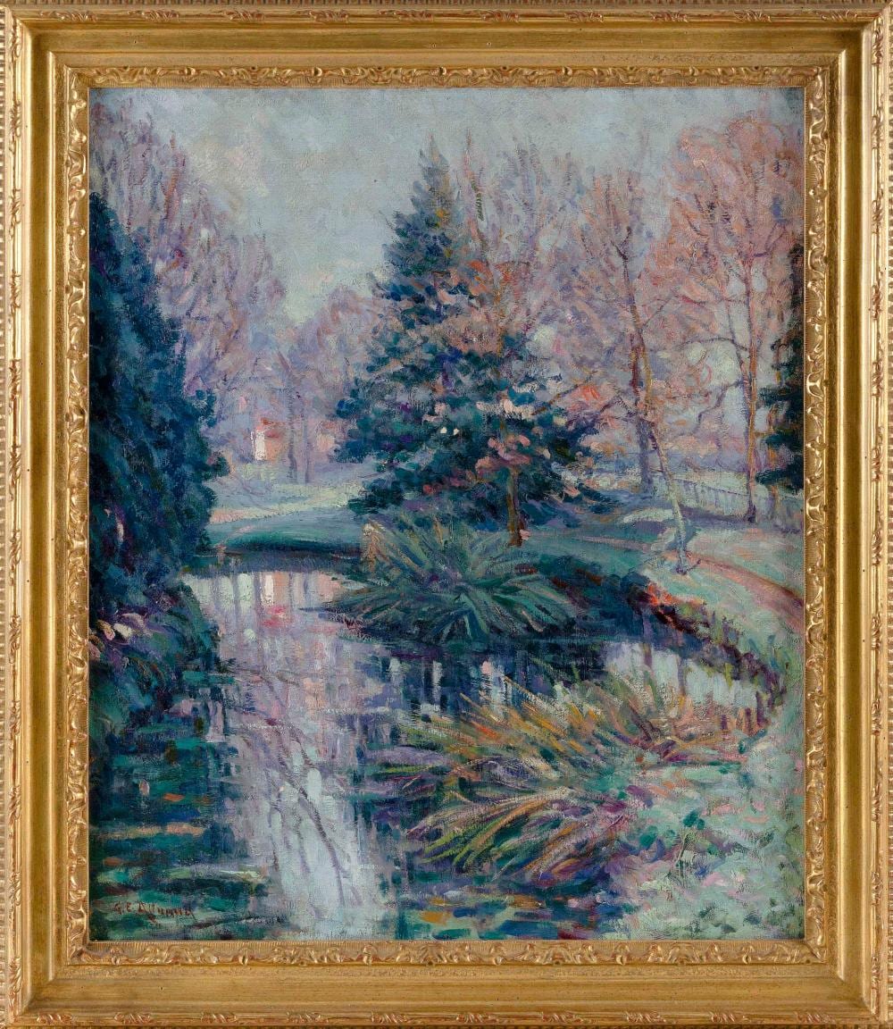 Eugène Alluaud comparable auction result: eug ne alluaud france 1866 1947 garden pond oil on canvas 22 x 18 framed 25 x 22