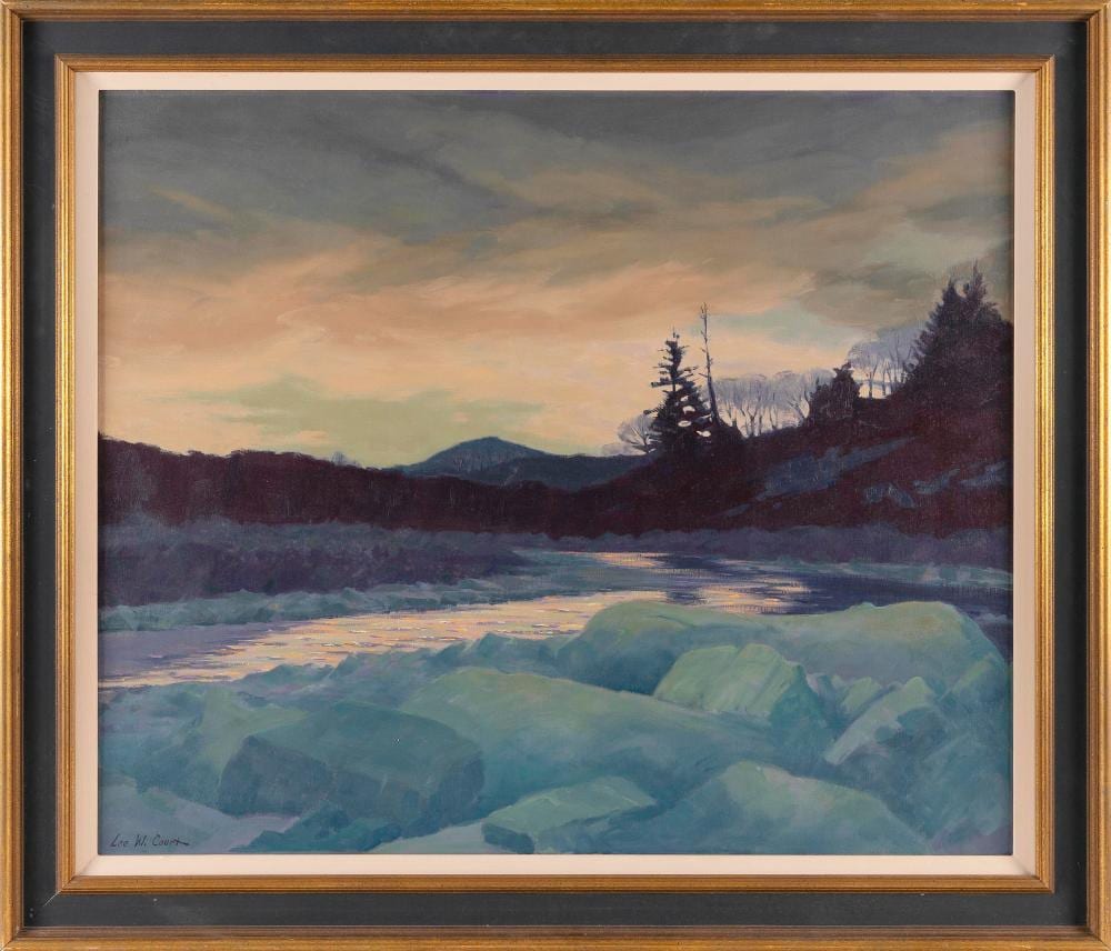 Lee Winslow Court comparable auction result: lee winslow court massachusetts maine 1903 1992 range of twilight townsend vermont oil on canvas 30 x 36 framed 37 5 x 42 5