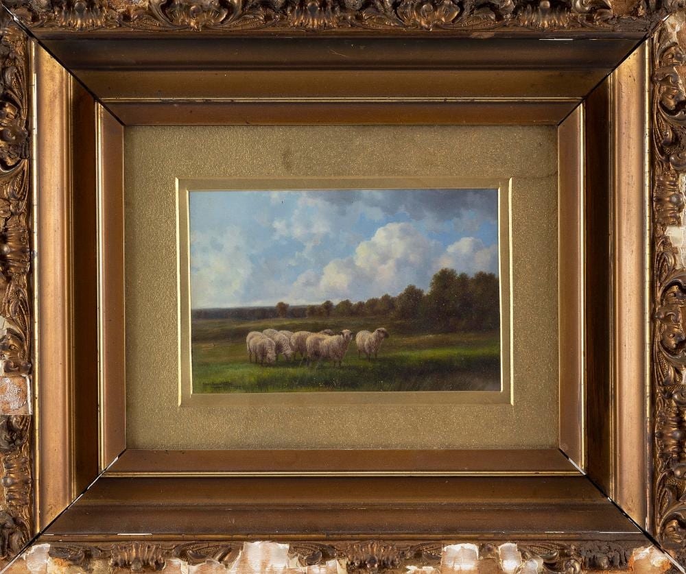 Henry Harold Vickers comparable auction result: henry harold vickers canada england 1851 1918 grazing sheep oil on panel 6 x 8 75 sight framed 16 x 19 5
