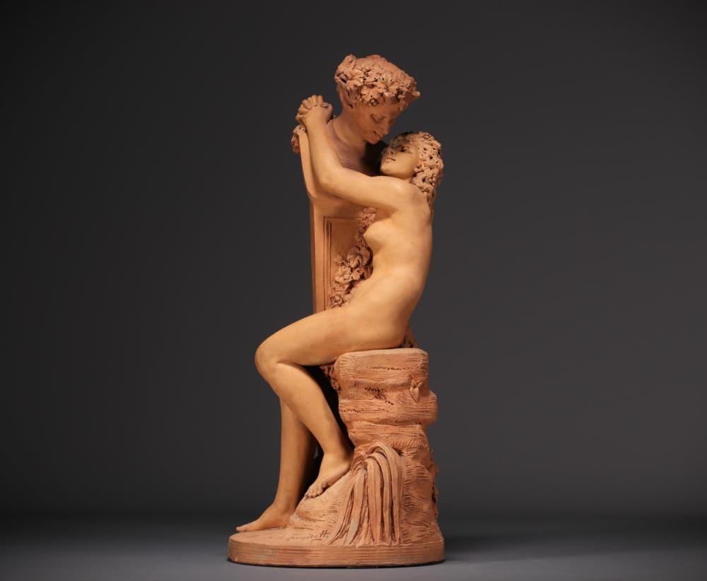 Antonio Giovanni Lanzirotti comparable auction result: antonio giovanni lanzirotti 1839 1921 satyr and bacchante 19th century terracotta signed
