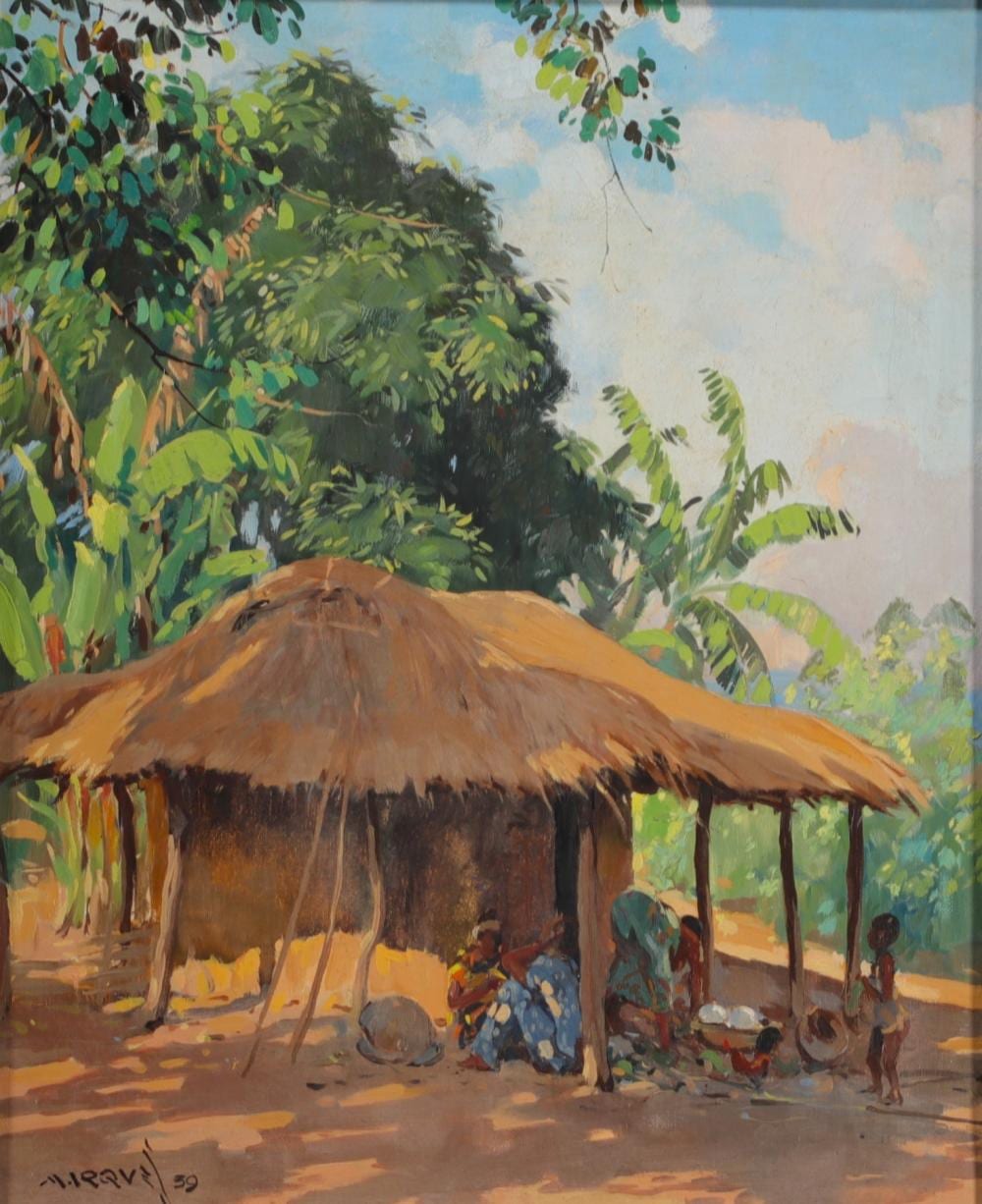 Guilherme d'Oliveira Marques comparable auction result: guilherme marques 1887 1960 african village oil on canvas signed and dated 1939