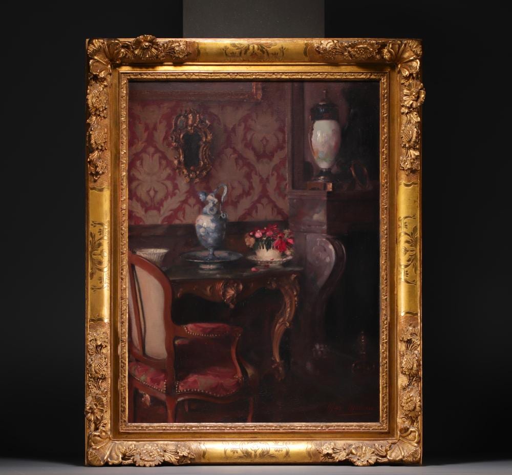 Max Moreau comparable auction result: max moreau 1902 1992 scene d interieur huile sur toile