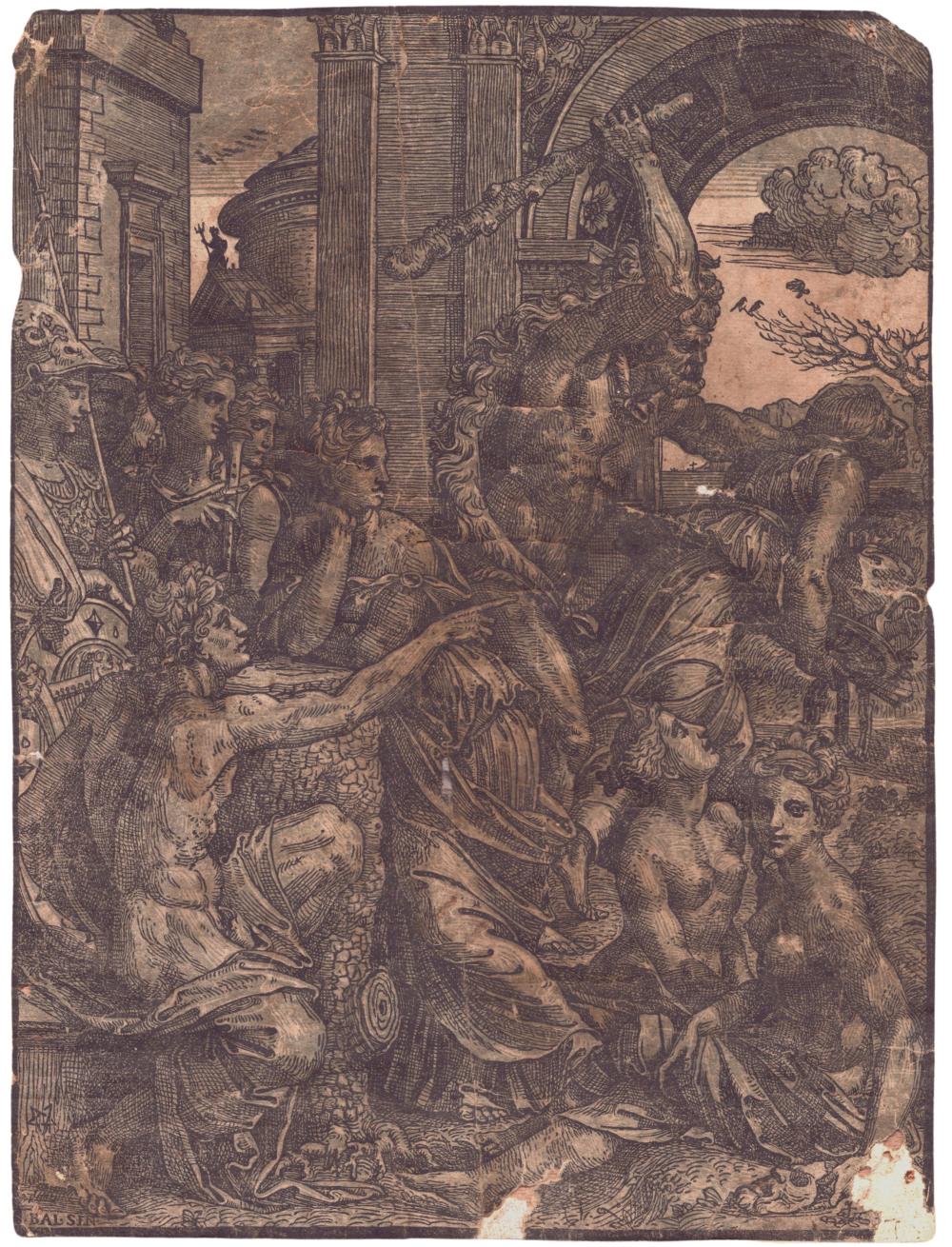 Ugo da Carpi comparable auction result: ugo da carpi c 1470 1532 hercules chases envy from the temple of the muses 1517 ca