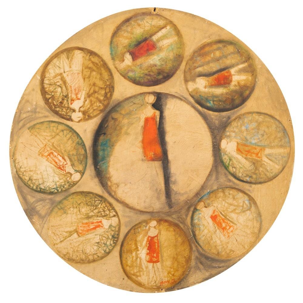 angelo nona olio su masonite di forma circolare · Benedetto Trionfante Auction House s.r.l · 2024-04-20 Angelo Nona comparable auction result: angelo nona olio su masonite di forma circolare