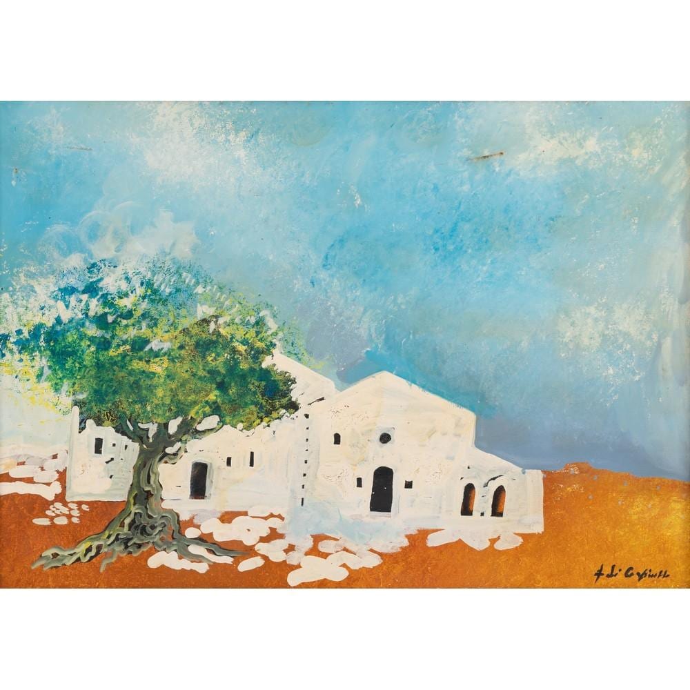 Francesca DiCarpinello comparable auction result: francesca di carpinello albero e caseggiato olio su tela