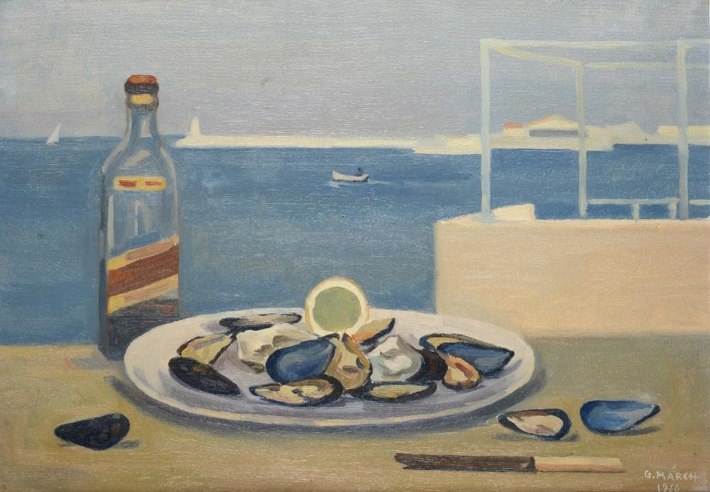Giovanni (1894) March comparable auction result: giovanni march tunisi 1894 livorno 1974 natura morta con mare sullo sfondo 1966