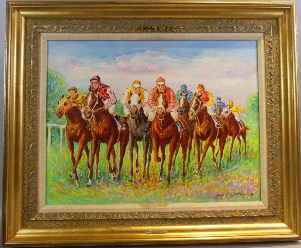 Jean (1925) Lareuse comparable auction result: jean lareuse painting racing jockeys