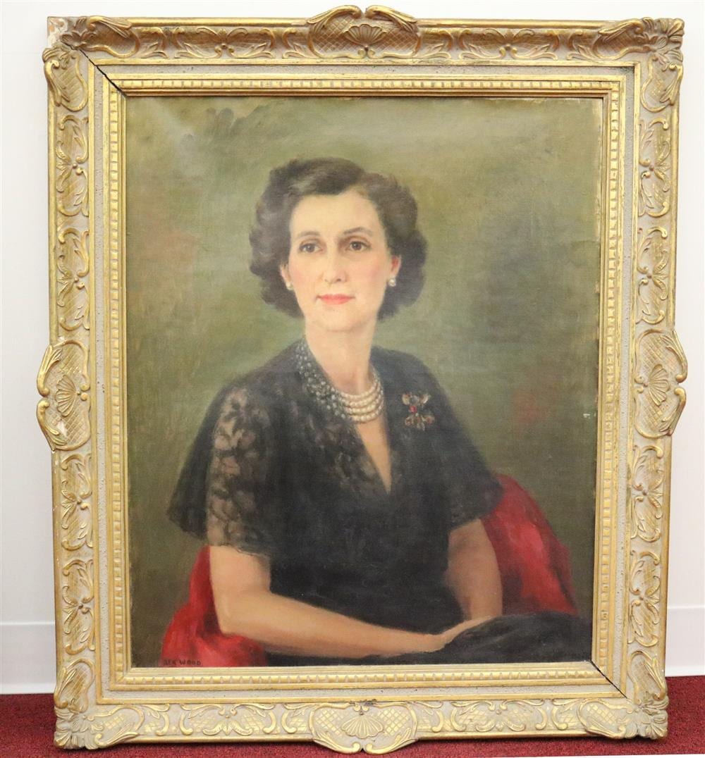 rex wood australian 1909 1970 the pearl necklace oil on canvas signed lower left hand corner framed · Sloans & Kenyon · 2024-04-18 Rex Wood comparable auction result: rex wood australian 1909 1970 the pearl necklace oil on canvas signed lower left hand corner framed