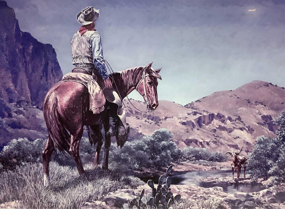 tom lea and there he was durango cowboy print · EJ'S Auction & Appraisal · 2024-04-13 Tom Lea comparable auction result: tom lea and there he was durango cowboy print