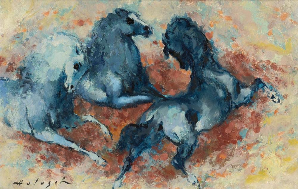 Denes De Holesch comparable auction result: denes de holesch 1910 1983 three horses