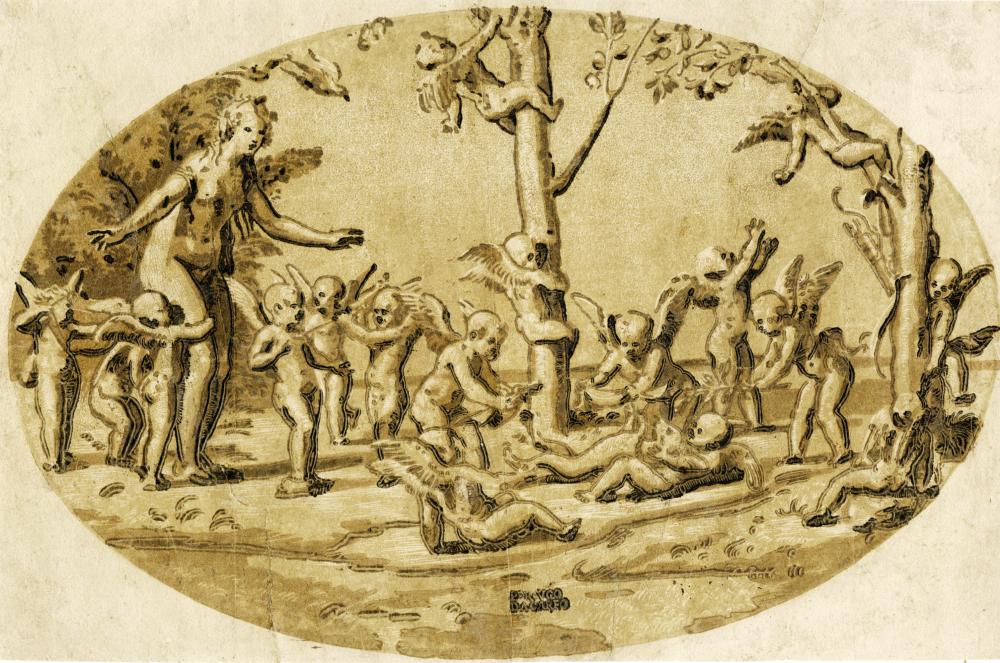 Ugo da Carpi comparable auction result: ugo da carpi venere e amorini 1520 1527