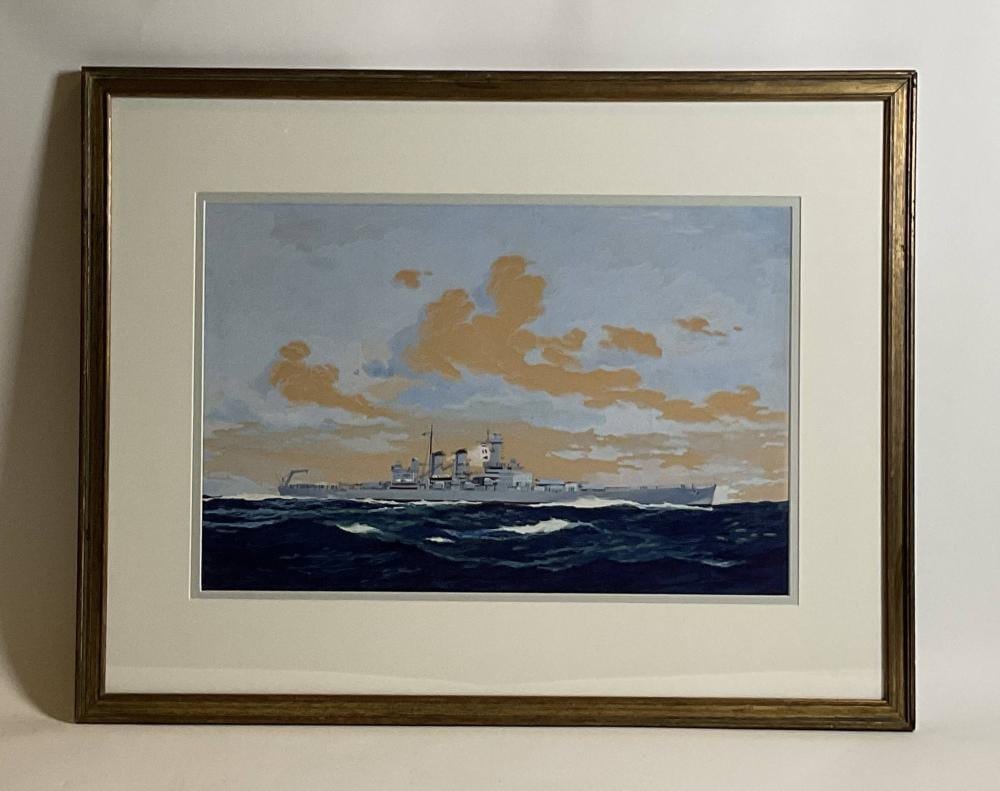 Worden Wood comparable auction result: american warship painting by worden wood