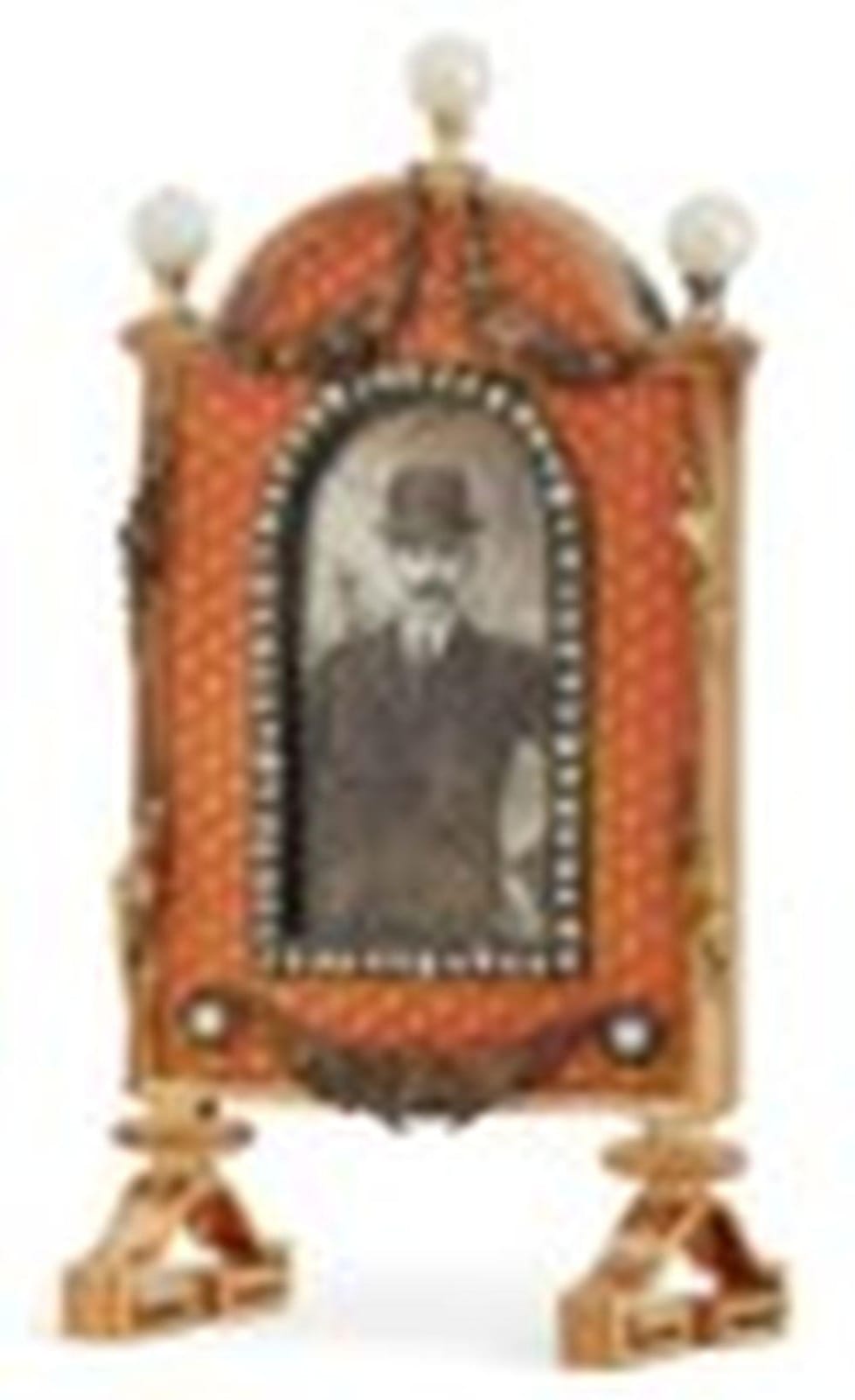 Frans Xaver Hendrik Verbeeck comparable auction result: a guilloch enamel four colour gold mounted miniature photograph frame by f