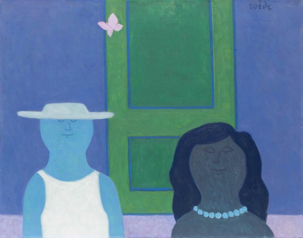 Jan Roede comparable auction result: jan ro de 1914 2007 twee vrouwen voor groene deur two woman in front of a green door