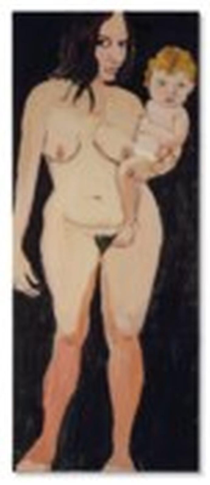 Chantal Joffe comparable auction result: chantal joffe b 1969 mother and child i oil and a paint brush on plywood