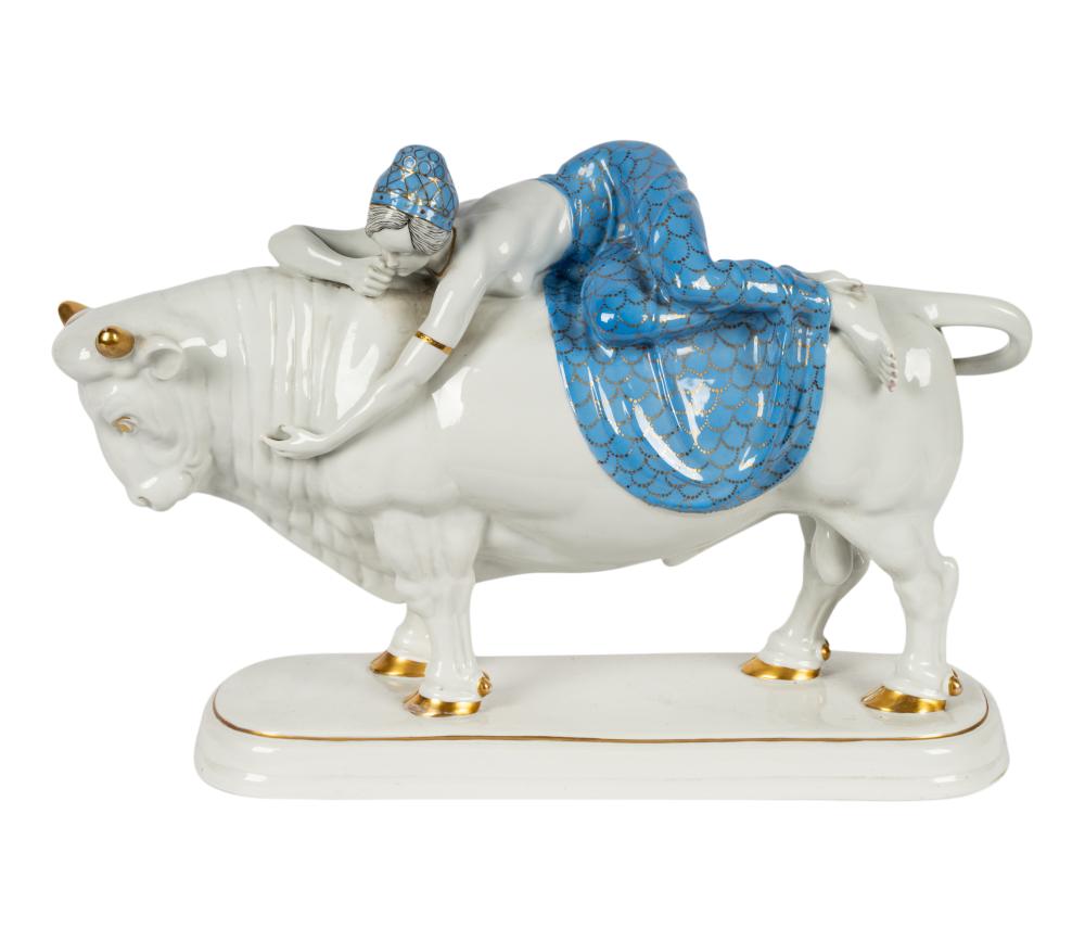 Carl Nacke comparable auction result: carl nacke for fraureuth porcelain figure of europa and the bull