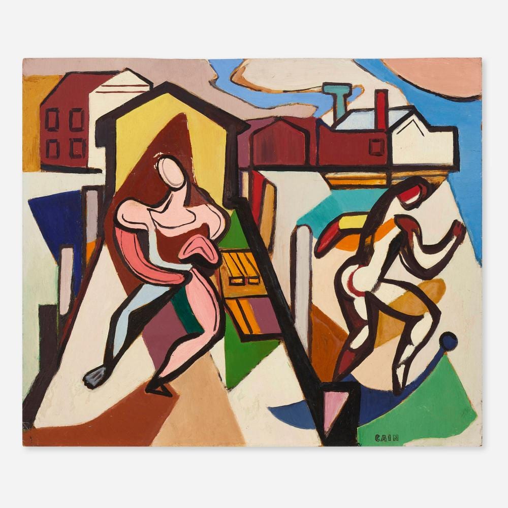 Joseph Lambert Cain comparable auction result: joseph lambert cain persons on pier