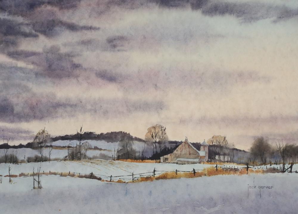 jack garver watercolor winter evening · Willow Auction House · 2024-05-02 Jack Garver comparable auction result: jack garver watercolor winter evening