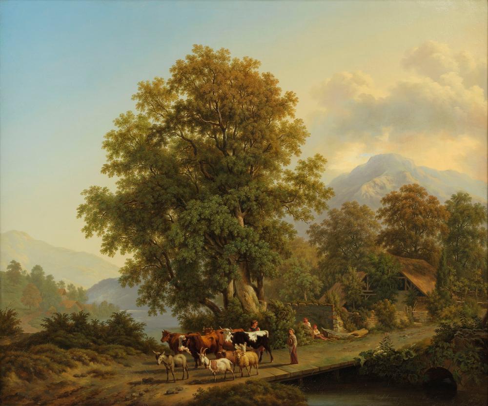 Pierre Louis de La Rive comparable auction result: pierre louis de la rive 1753 1817 d cor champ tre huile sur toile sign